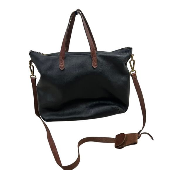 Madewell The Transport Black and Brown Satchel - Picture 1 of 16